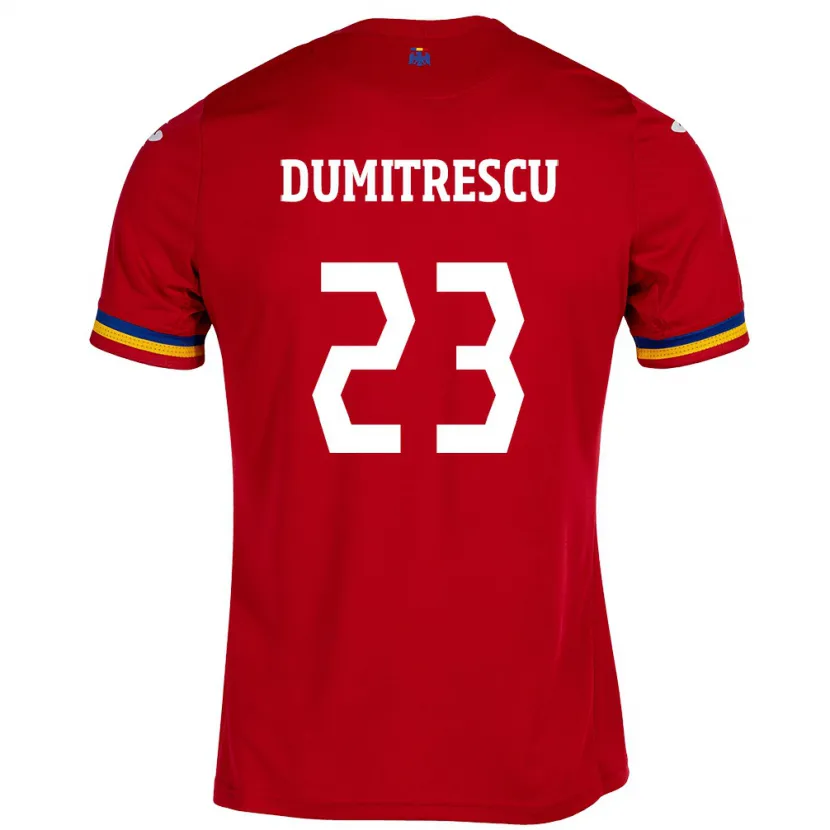 Danxen Mujer Camiseta Rumania Andres Dumitrescu #23 Rojo 2ª Equipación 24-26 La Camisa