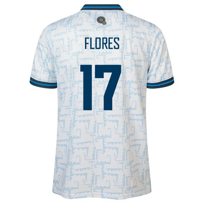 Danxen Mujer Camiseta El Salvador Diego Flores #17 Blanco 2ª Equipación 24-26 La Camisa