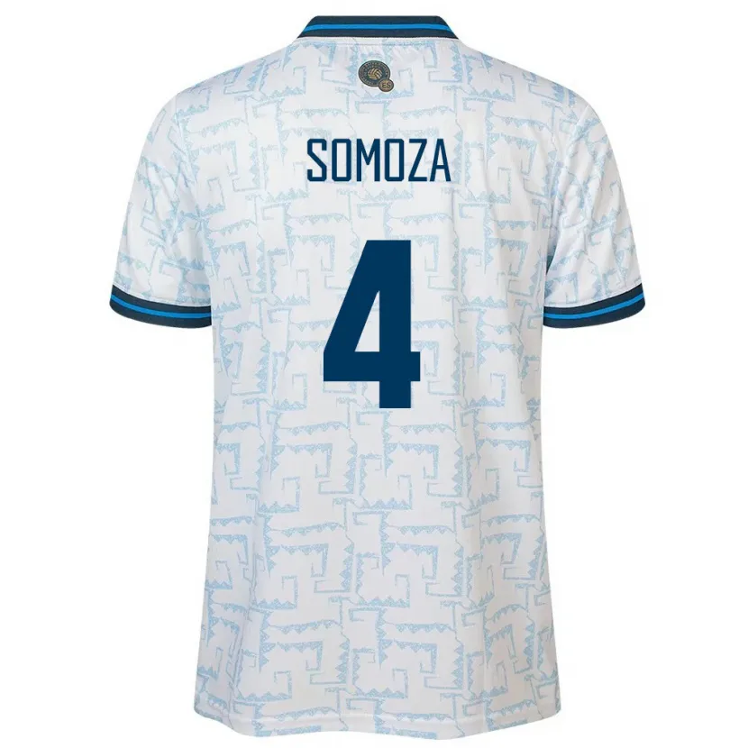Danxen Mujer Camiseta El Salvador Néstor Somoza #4 Blanco 2ª Equipación 24-26 La Camisa