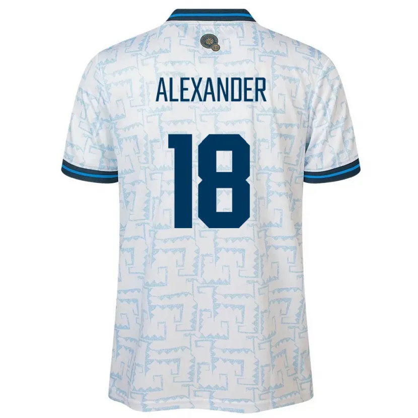Danxen Mujer Camiseta El Salvador Alexander Aguilar #18 Blanco 2ª Equipación 24-26 La Camisa