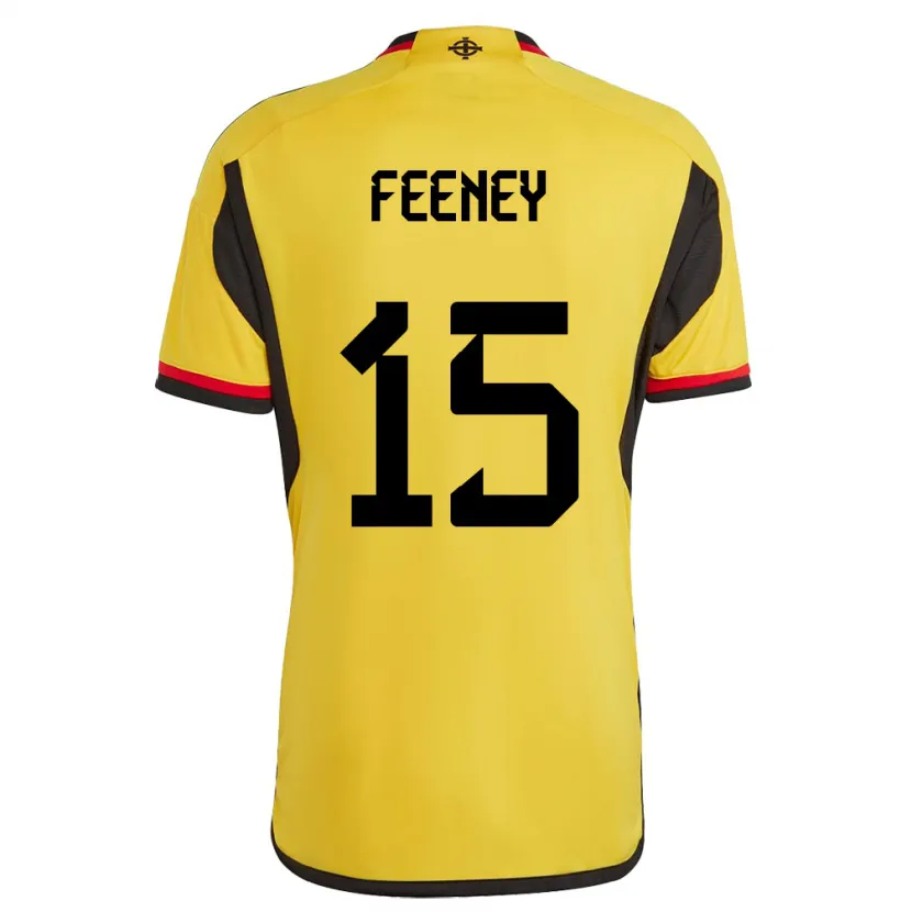 Danxen Mujer Camiseta Irlanda Del Norte George Feeney #15 Blanco 2ª Equipación 24-26 La Camisa