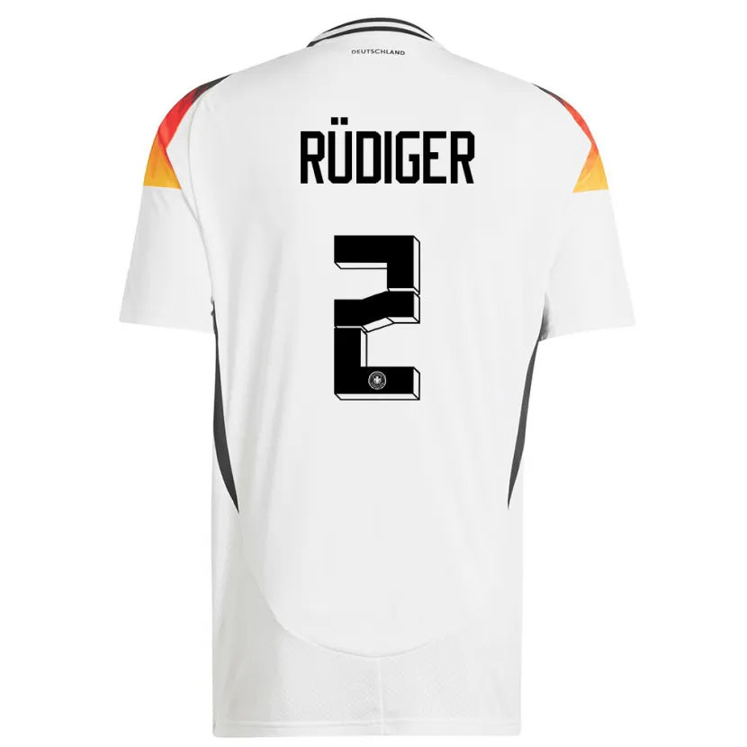 Danxen Niño Camiseta Alemania Antonio Rudiger #2 Blanco 1ª Equipación 24-26 La Camisa