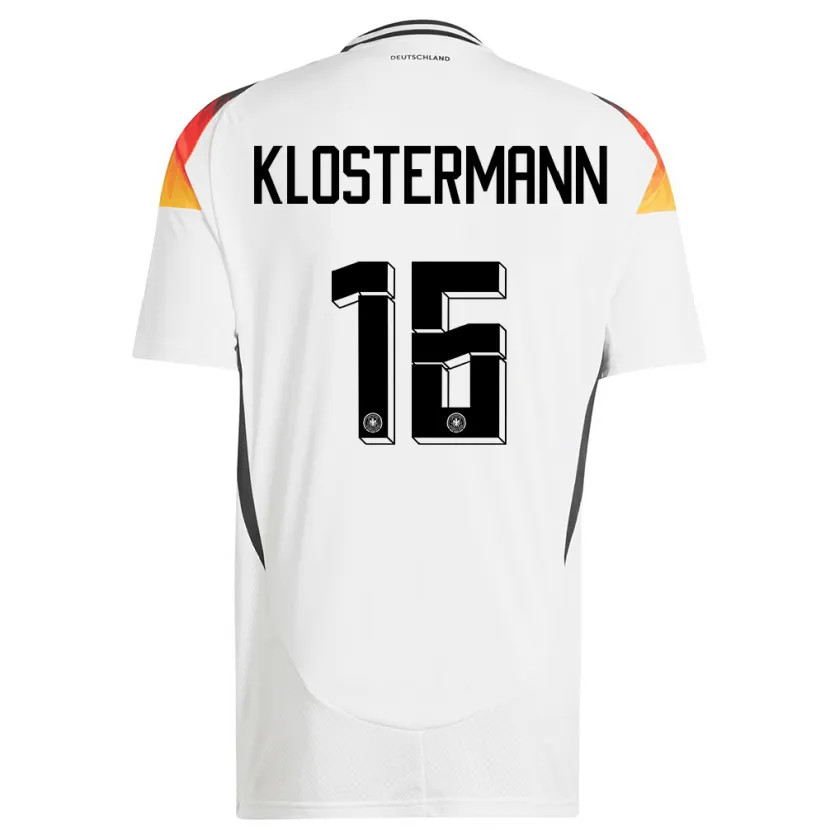 Danxen Niño Camiseta Alemania Lukas Klostermann #16 Blanco 1ª Equipación 24-26 La Camisa
