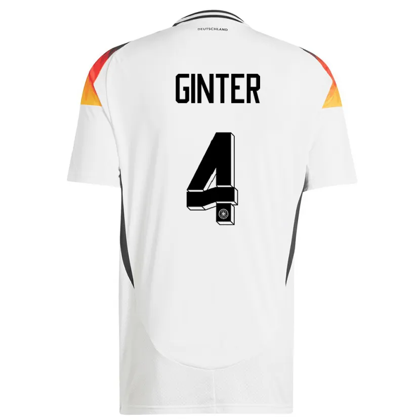 Danxen Niño Camiseta Alemania Matthias Ginter #4 Blanco 1ª Equipación 24-26 La Camisa
