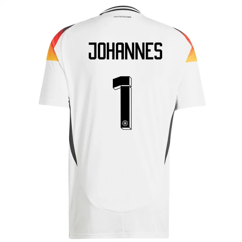 Danxen Niño Camiseta Alemania Stina Johannes #1 Blanco 1ª Equipación 24-26 La Camisa