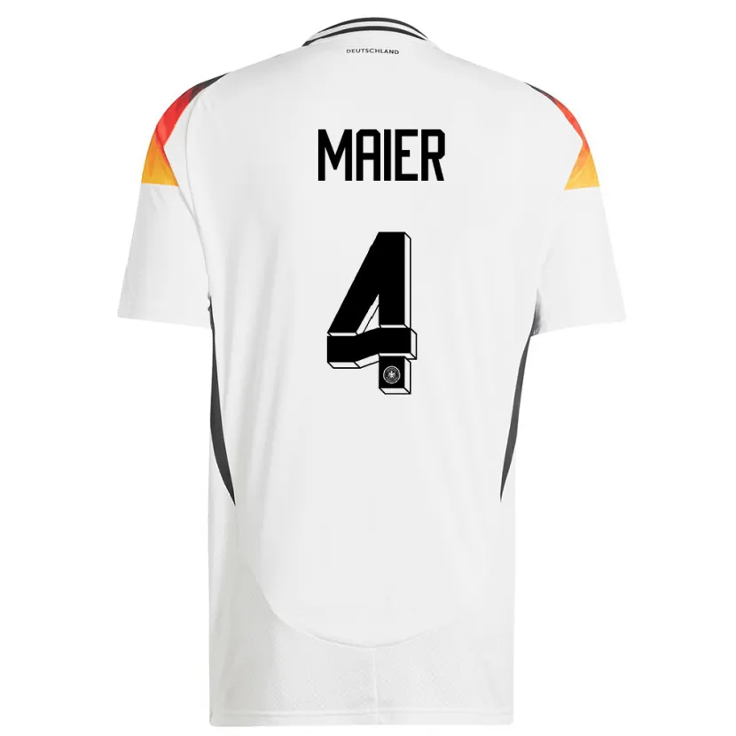 Danxen Niño Camiseta Alemania Leonie Maier #4 Blanco 1ª Equipación 24-26 La Camisa