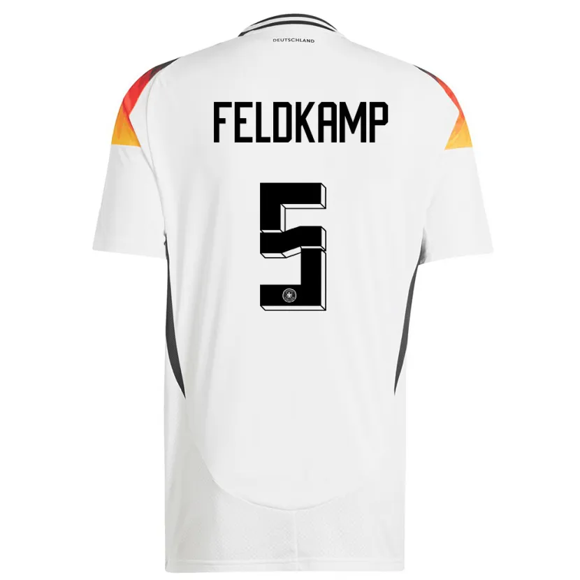 Danxen Niño Camiseta Alemania Jana Feldkamp #5 Blanco 1ª Equipación 24-26 La Camisa