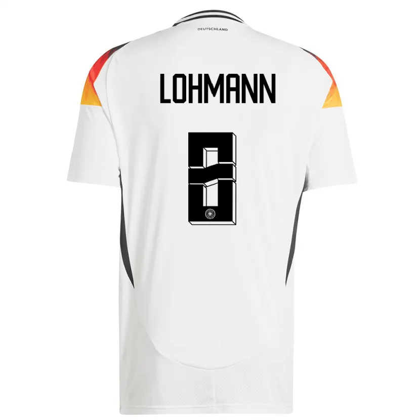 Danxen Niño Camiseta Alemania Sydney Lohmann #8 Blanco 1ª Equipación 24-26 La Camisa