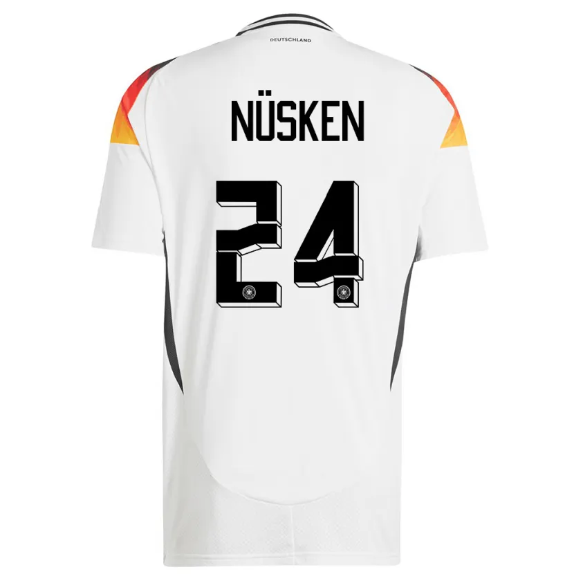 Danxen Niño Camiseta Alemania Sjoeke Nusken #24 Blanco 1ª Equipación 24-26 La Camisa