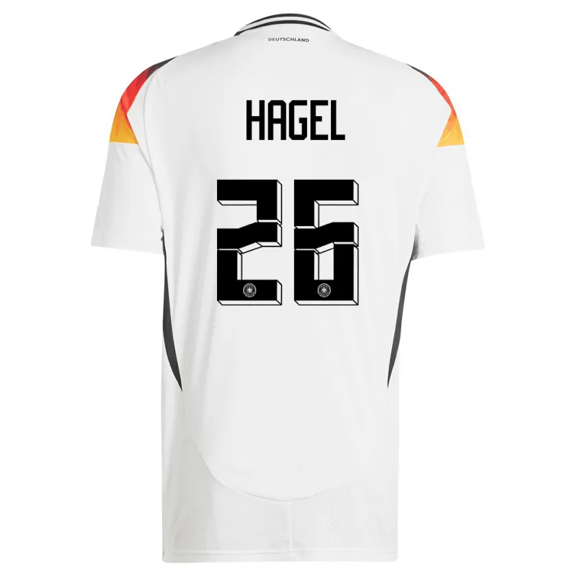 Danxen Niño Camiseta Alemania Chantal Hagel #26 Blanco 1ª Equipación 24-26 La Camisa
