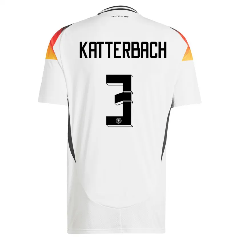 Danxen Niño Camiseta Alemania Noah Katterbach #3 Blanco 1ª Equipación 24-26 La Camisa