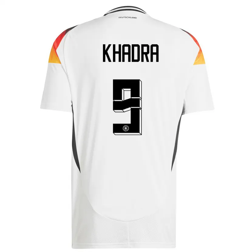 Danxen Niño Camiseta Alemania Reda Khadra #9 Blanco 1ª Equipación 24-26 La Camisa