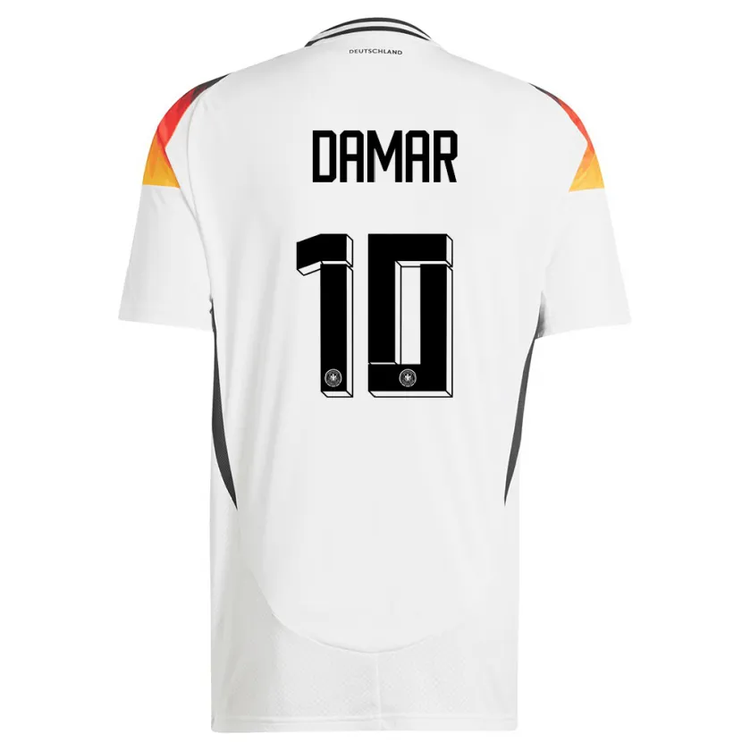 Danxen Niño Camiseta Alemania Muhammed Damar #10 Blanco 1ª Equipación 24-26 La Camisa
