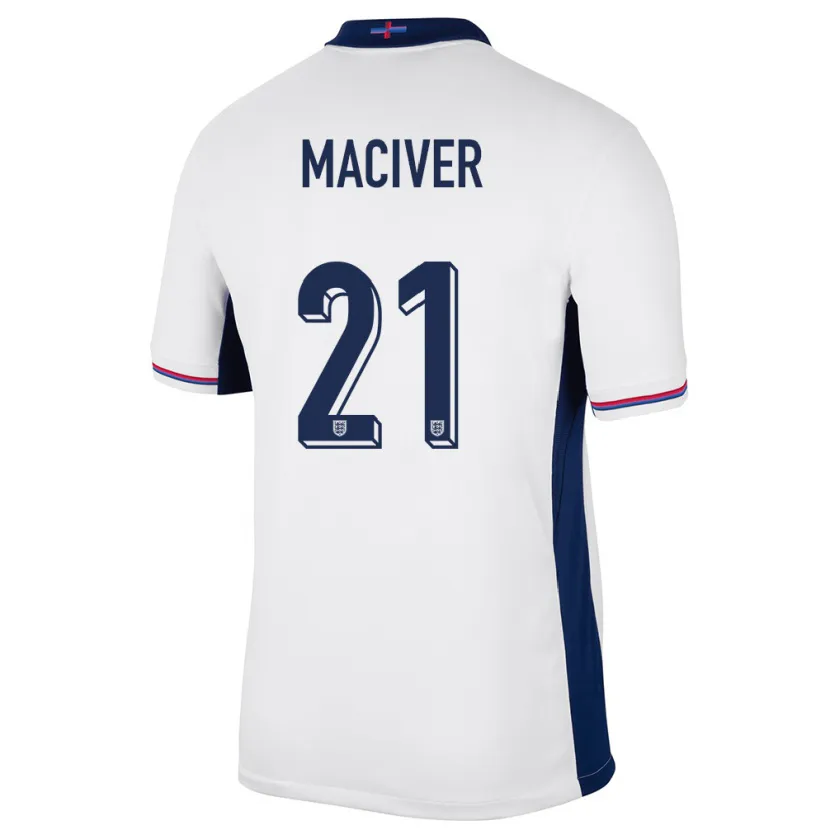 Danxen Niño Camiseta Inglaterra Sandy Maciver #21 Blanco 1ª Equipación 24-26 La Camisa