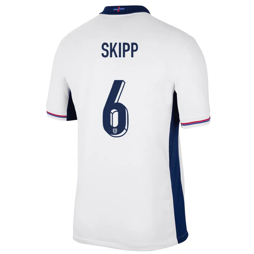 Danxen Niño Camiseta Inglaterra Oliver Skipp #6 Blanco 1ª Equipación 24-26 La Camisa