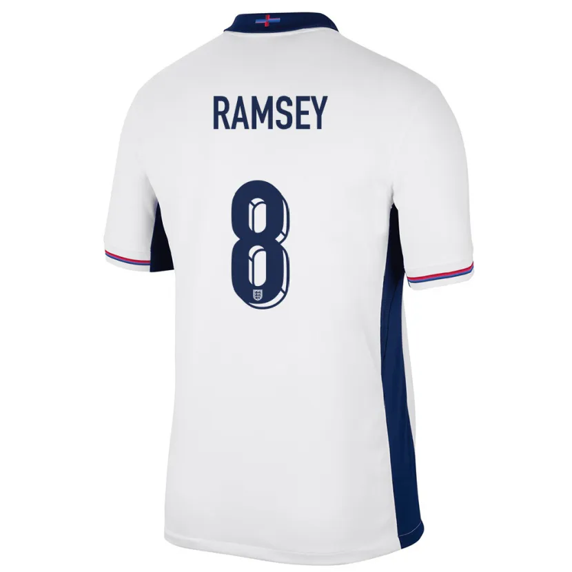 Danxen Niño Camiseta Inglaterra Jacob Ramsey #8 Blanco 1ª Equipación 24-26 La Camisa