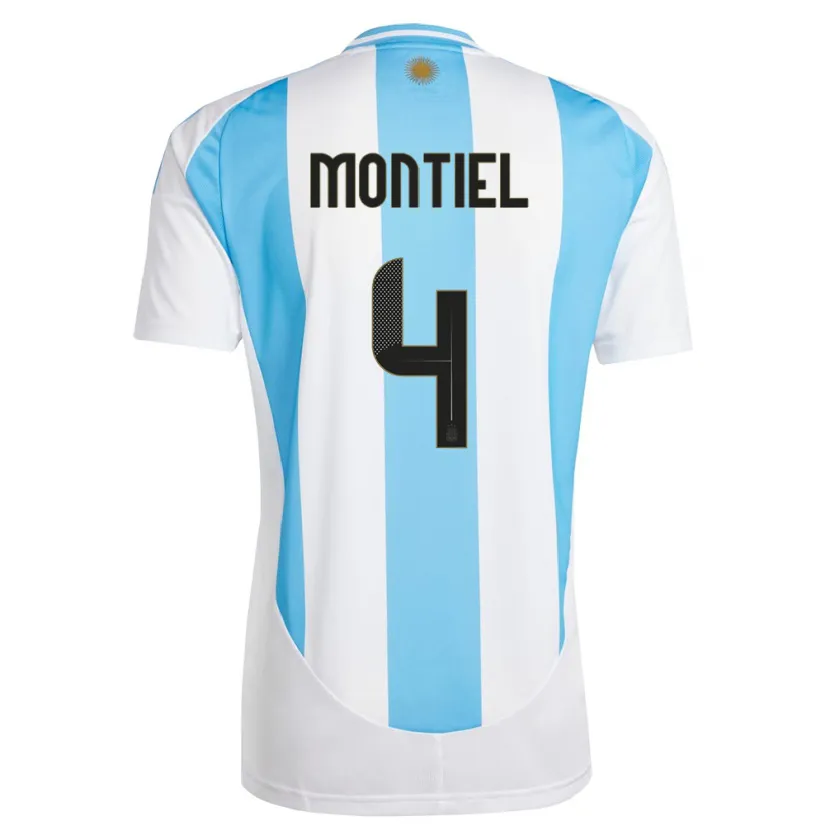 Danxen Niño Camiseta Argentina Gonzalo Montiel #4 Blanco Azul 1ª Equipación 24-26 La Camisa