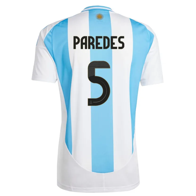 Danxen Niño Camiseta Argentina Leandro Paredes #5 Blanco Azul 1ª Equipación 24-26 La Camisa