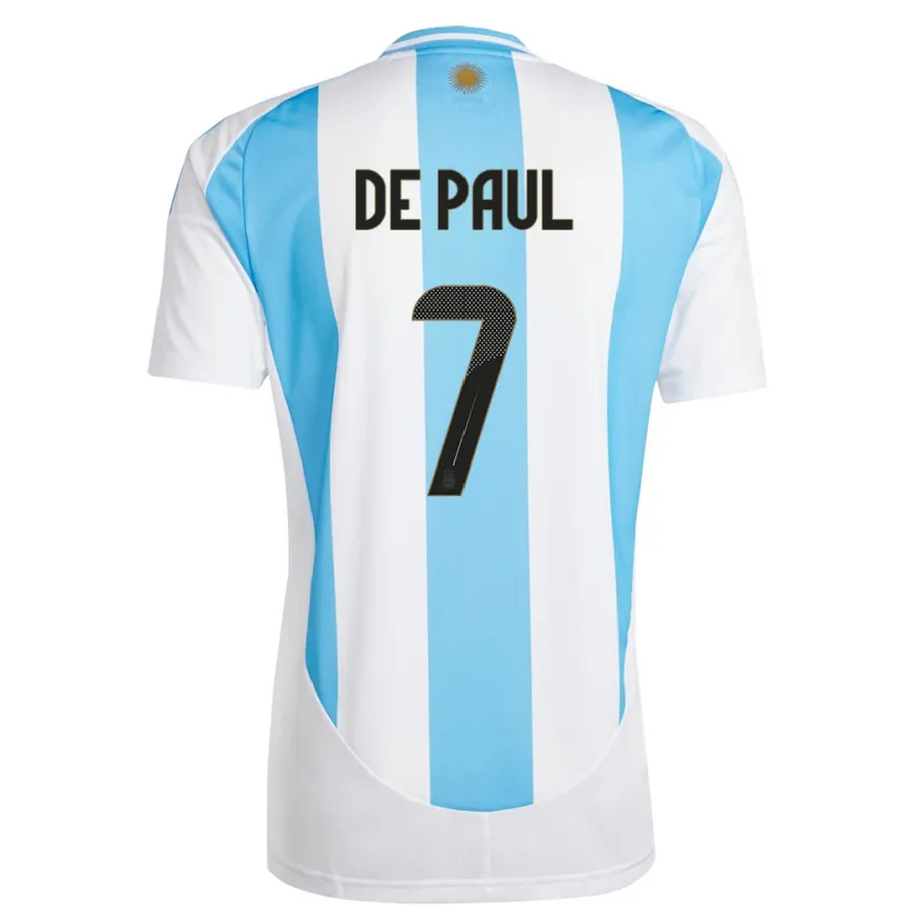 Danxen Niño Camiseta Argentina Rodrigo De Paul #7 Blanco Azul 1ª Equipación 24-26 La Camisa