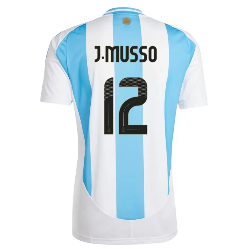 Danxen Niño Camiseta Argentina Juan Musso #12 Blanco Azul 1ª Equipación 24-26 La Camisa