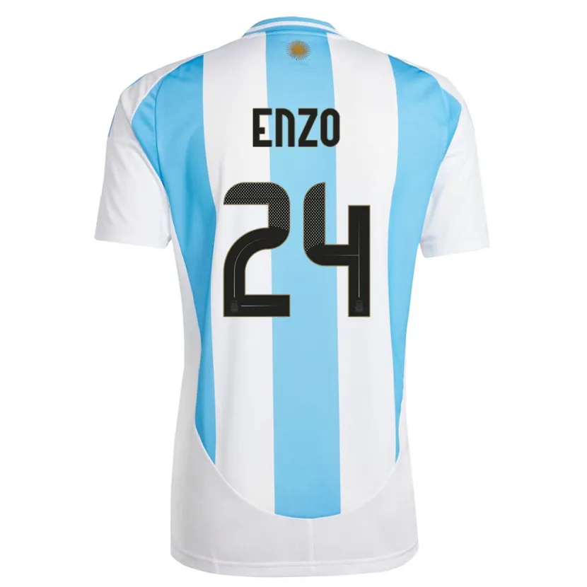 Danxen Niño Camiseta Argentina Enzo Fernandez #24 Blanco Azul 1ª Equipación 24-26 La Camisa