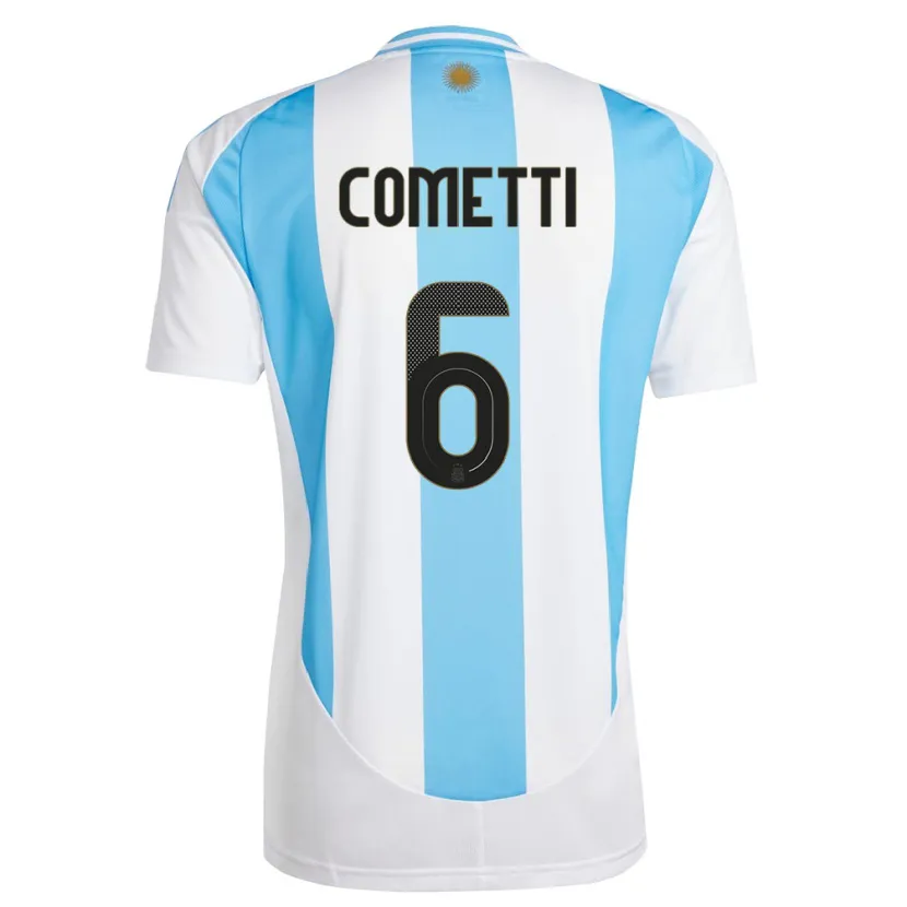 Danxen Niño Camiseta Argentina Aldana Cometti #6 Blanco Azul 1ª Equipación 24-26 La Camisa