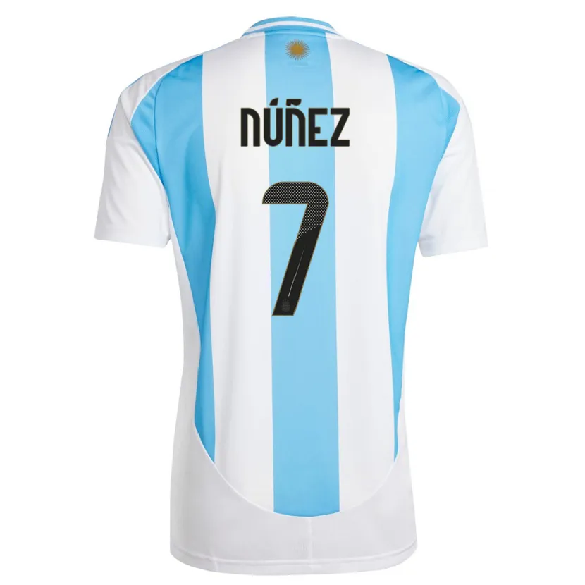 Danxen Niño Camiseta Argentina Romina Nunez #7 Blanco Azul 1ª Equipación 24-26 La Camisa