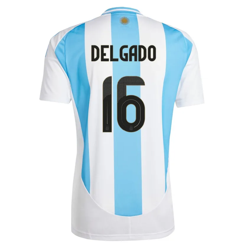 Danxen Niño Camiseta Argentina Marina Delgado #16 Blanco Azul 1ª Equipación 24-26 La Camisa