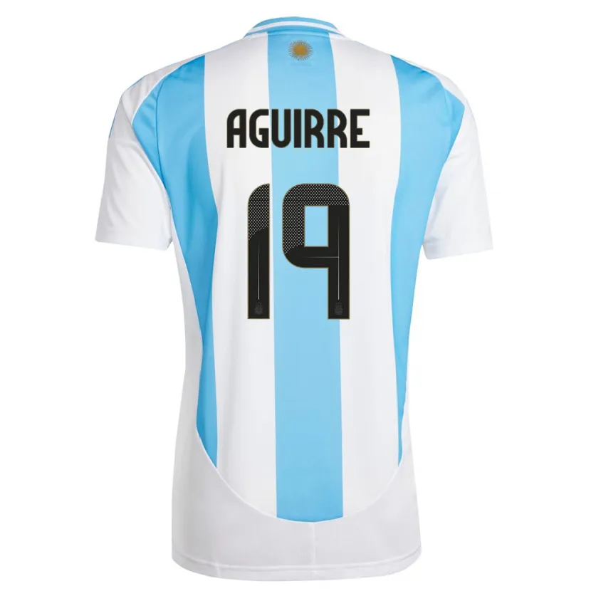Danxen Niño Camiseta Argentina Brian Aguirre #19 Blanco Azul 1ª Equipación 24-26 La Camisa