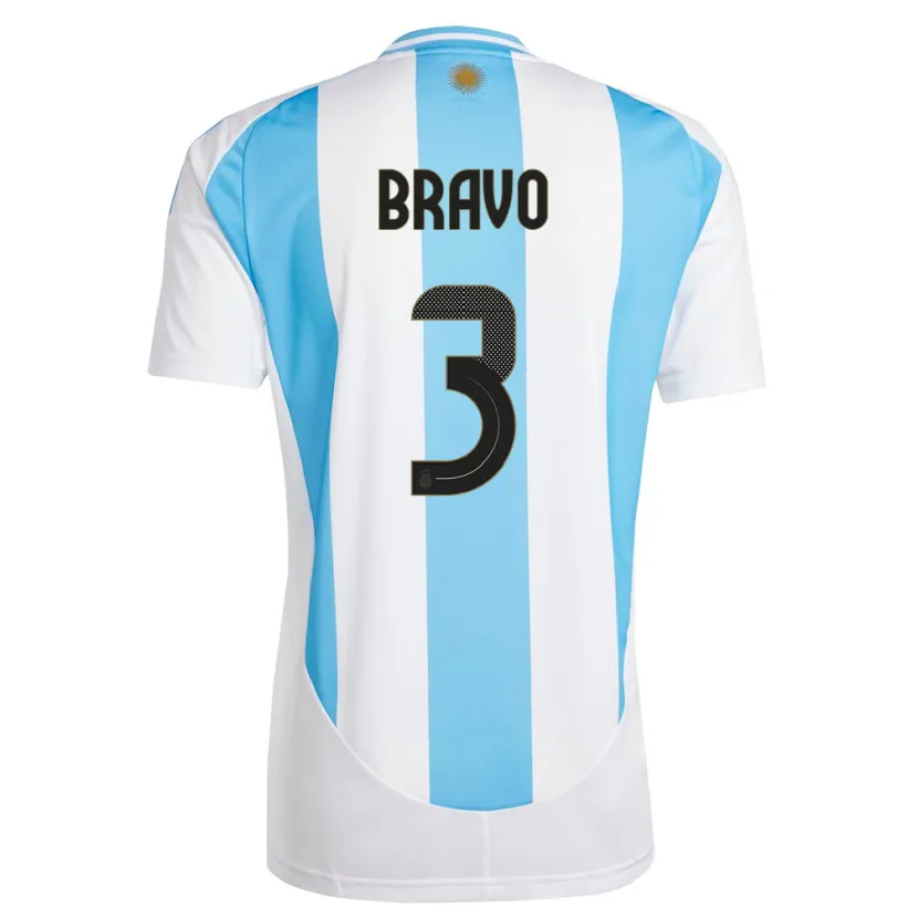 Danxen Niño Camiseta Argentina Claudio Bravo #3 Blanco Azul 1ª Equipación 24-26 La Camisa