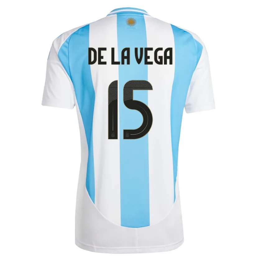 Danxen Niño Camiseta Argentina Pedro De La Vega #15 Blanco Azul 1ª Equipación 24-26 La Camisa