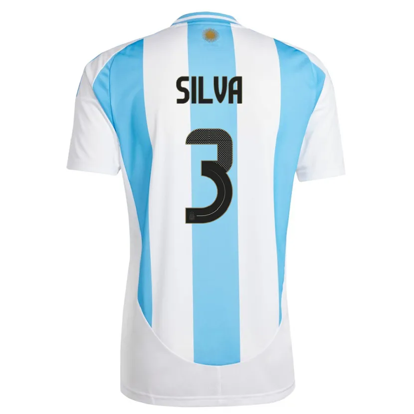 Danxen Niño Camiseta Argentina Tomas Silva #3 Blanco Azul 1ª Equipación 24-26 La Camisa