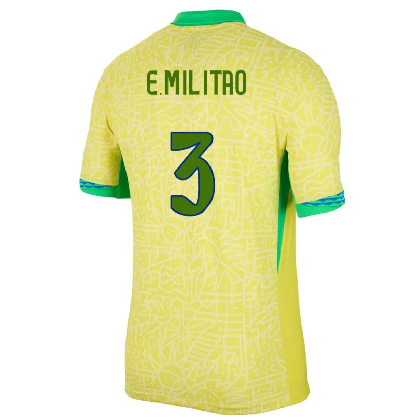 Danxen Niño Camiseta Brasil Eder Militao #3 Amarillo 1ª Equipación 24-26 La Camisa