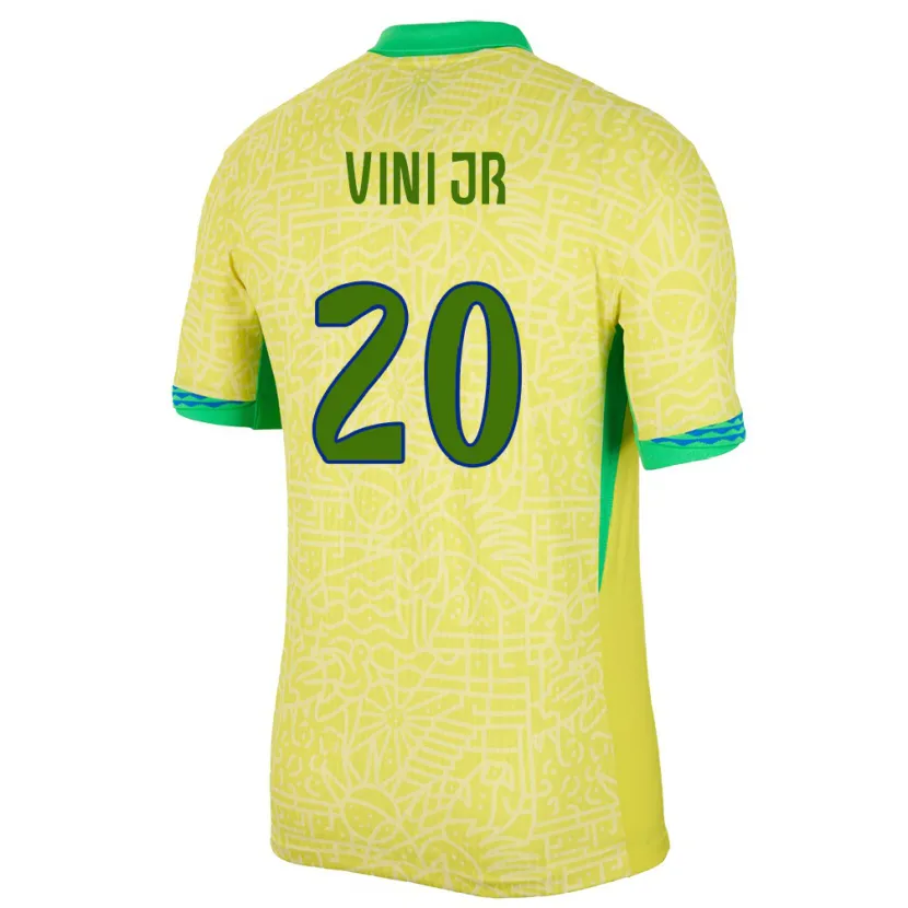 Danxen Niño Camiseta Brasil Vinicius Junior #20 Amarillo 1ª Equipación 24-26 La Camisa