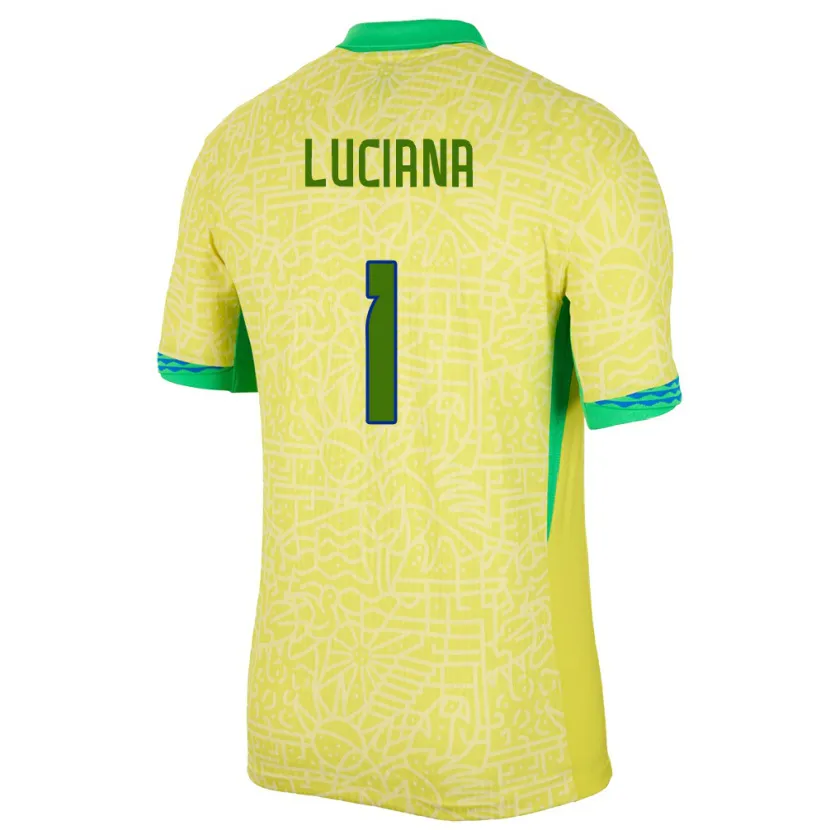 Danxen Niño Camiseta Brasil Luciana #1 Amarillo 1ª Equipación 24-26 La Camisa