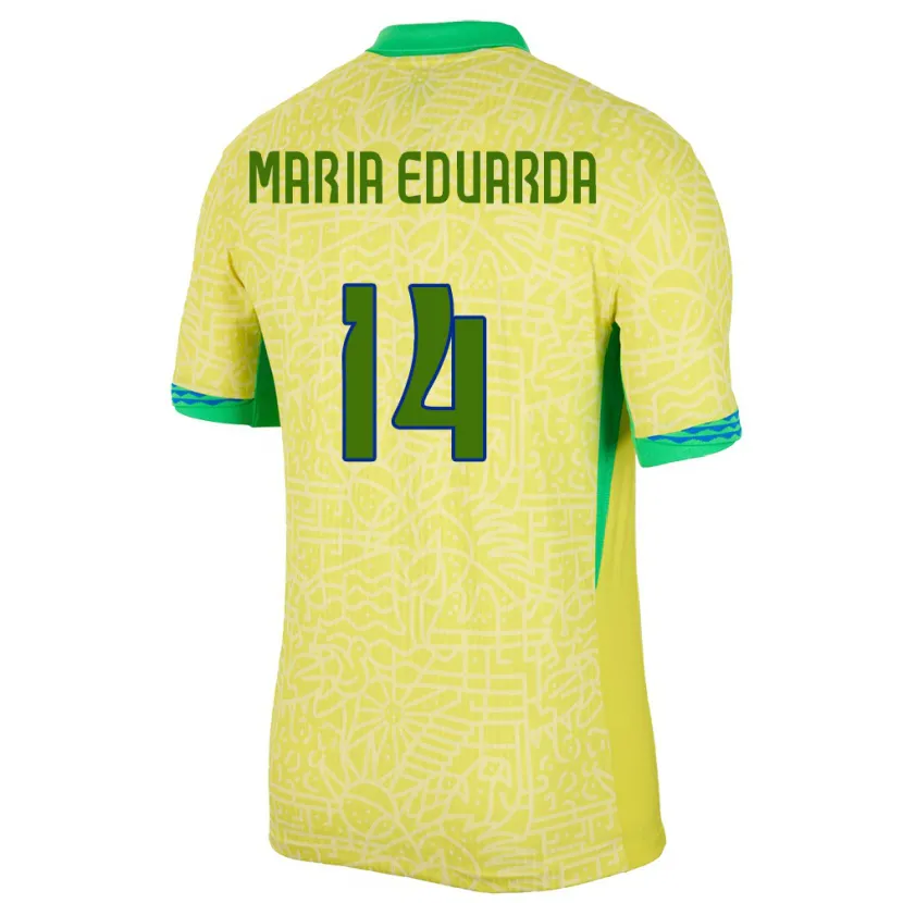 Danxen Niño Camiseta Brasil Maria Eduarda #14 Amarillo 1ª Equipación 24-26 La Camisa