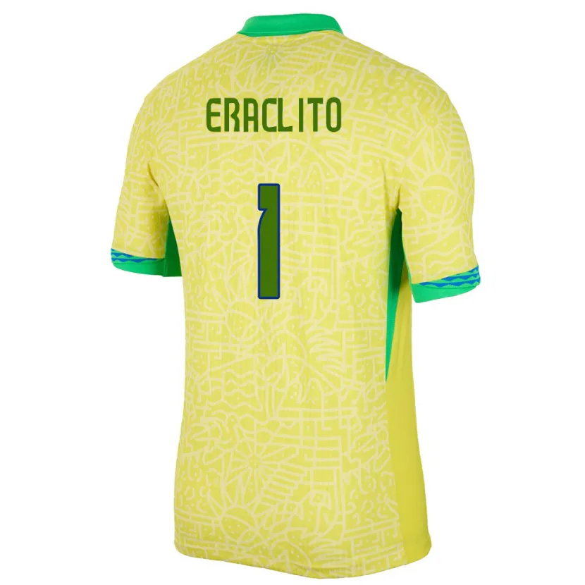 Danxen Niño Camiseta Brasil Marcelo Eraclito #1 Amarillo 1ª Equipación 24-26 La Camisa