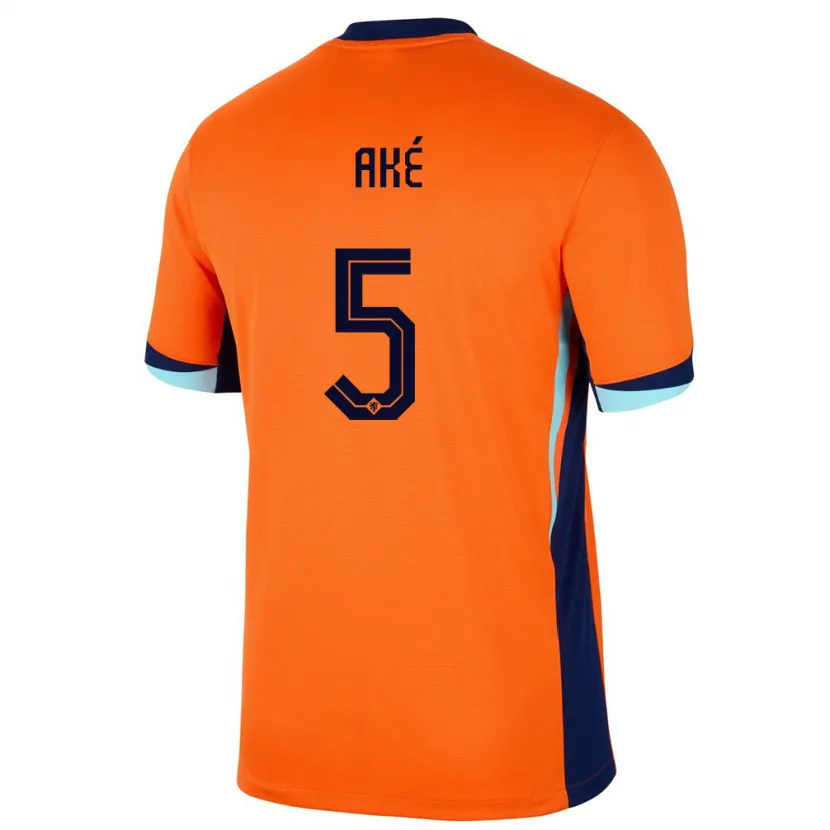 Danxen Niño Camiseta Países Bajos Nathan Ake #5 Naranja 1ª Equipación 24-26 La Camisa