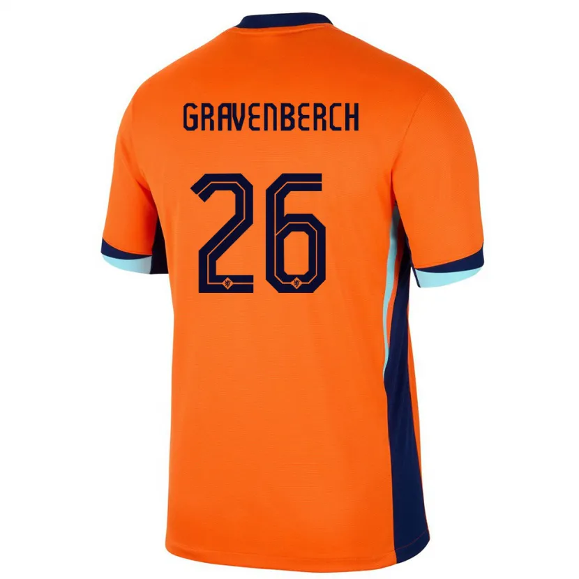 Danxen Niño Camiseta Países Bajos Ryan Gravenberch #26 Naranja 1ª Equipación 24-26 La Camisa