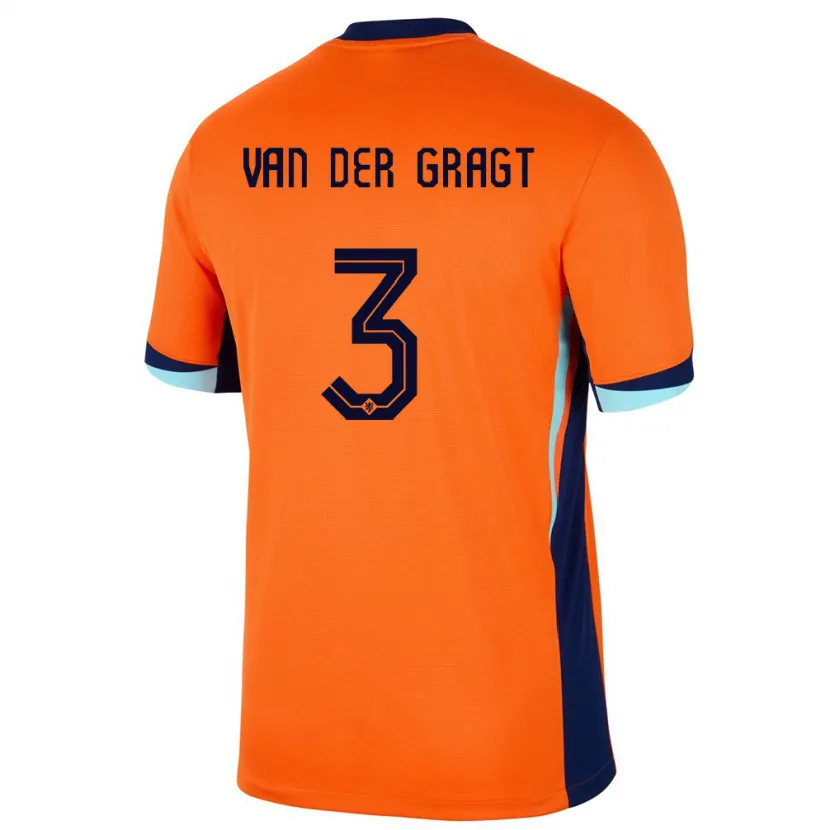 Danxen Niño Camiseta Países Bajos Stefanie Van Der Gragt #3 Naranja 1ª Equipación 24-26 La Camisa