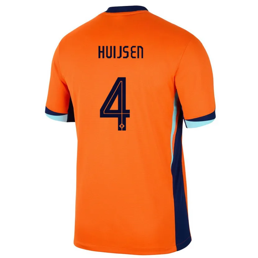Danxen Niño Camiseta Países Bajos Dean Huijsen #4 Naranja 1ª Equipación 24-26 La Camisa