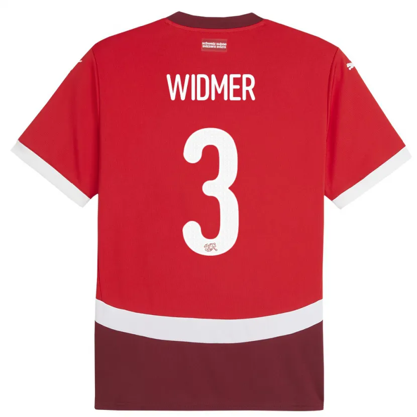 Danxen Niño Camiseta Suiza Silvan Widmer #3 Rojo 1ª Equipación 24-26 La Camisa