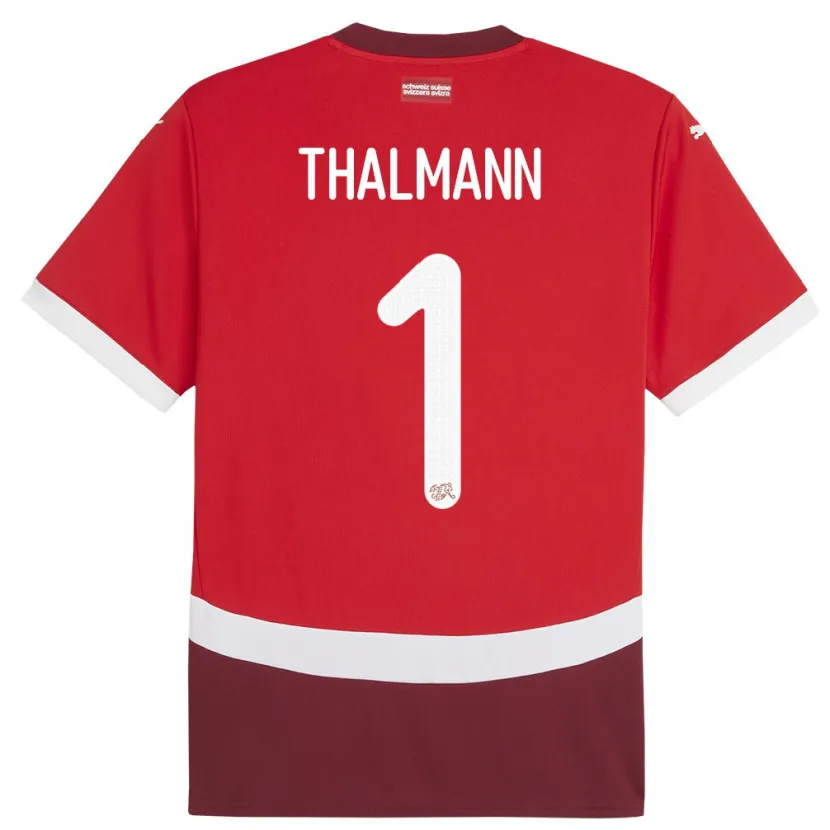 Danxen Niño Camiseta Suiza Gaelle Thalmann #1 Rojo 1ª Equipación 24-26 La Camisa