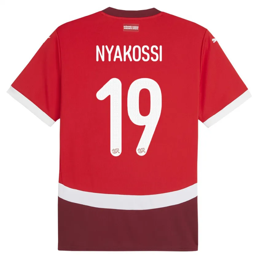 Danxen Niño Camiseta Suiza Roggerio Nyakossi #19 Rojo 1ª Equipación 24-26 La Camisa