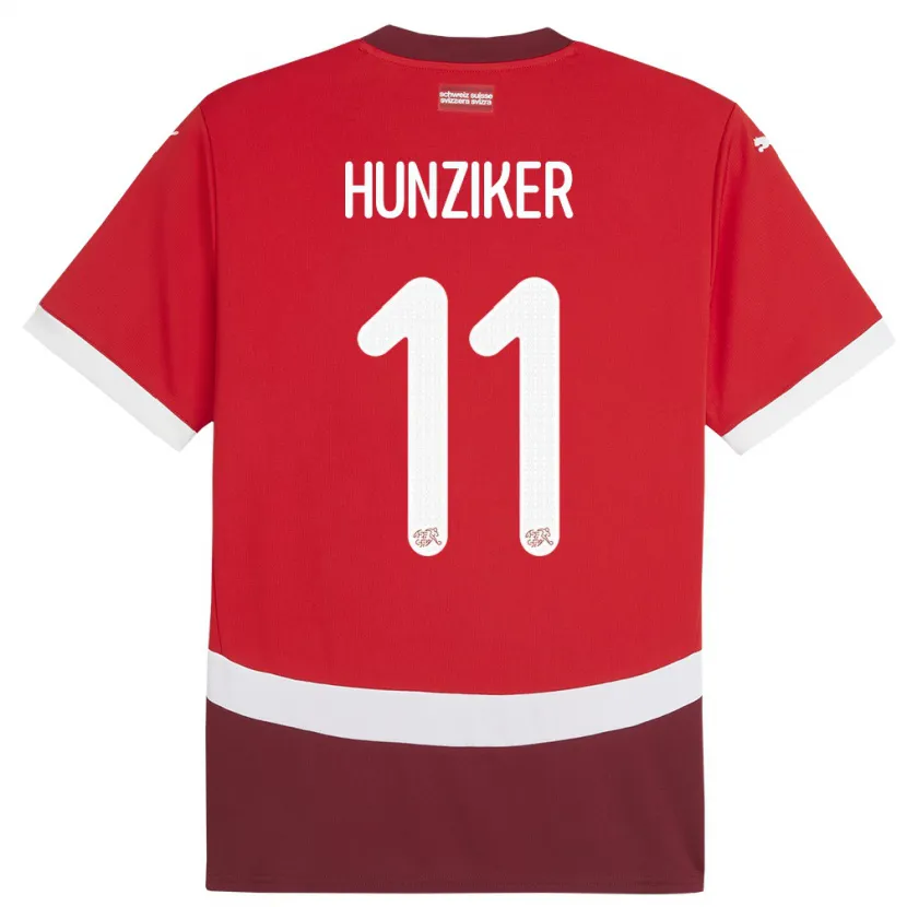 Danxen Niño Camiseta Suiza Andrin Hunziker #11 Rojo 1ª Equipación 24-26 La Camisa