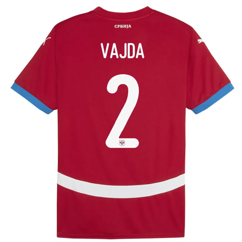 Danxen Niño Camiseta Serbia Orsoja Vajda #2 Rojo 1ª Equipación 24-26 La Camisa