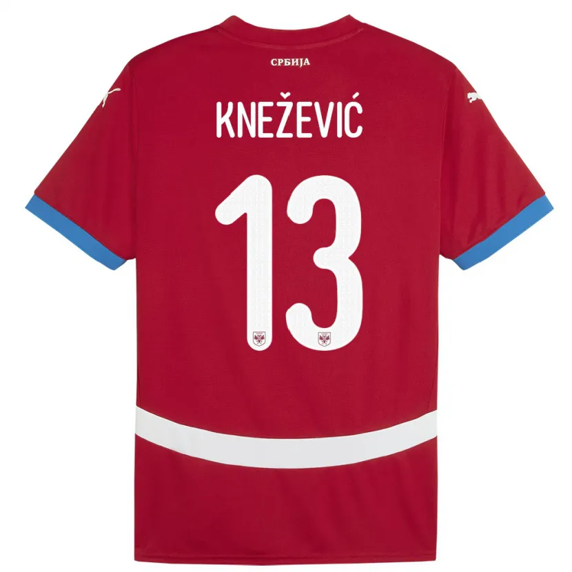 Danxen Niño Camiseta Serbia Milana Knezevic #13 Rojo 1ª Equipación 24-26 La Camisa