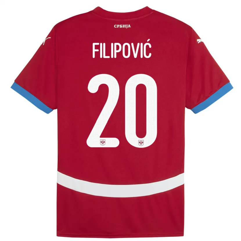 Danxen Niño Camiseta Serbia Tijana Filipovic #20 Rojo 1ª Equipación 24-26 La Camisa