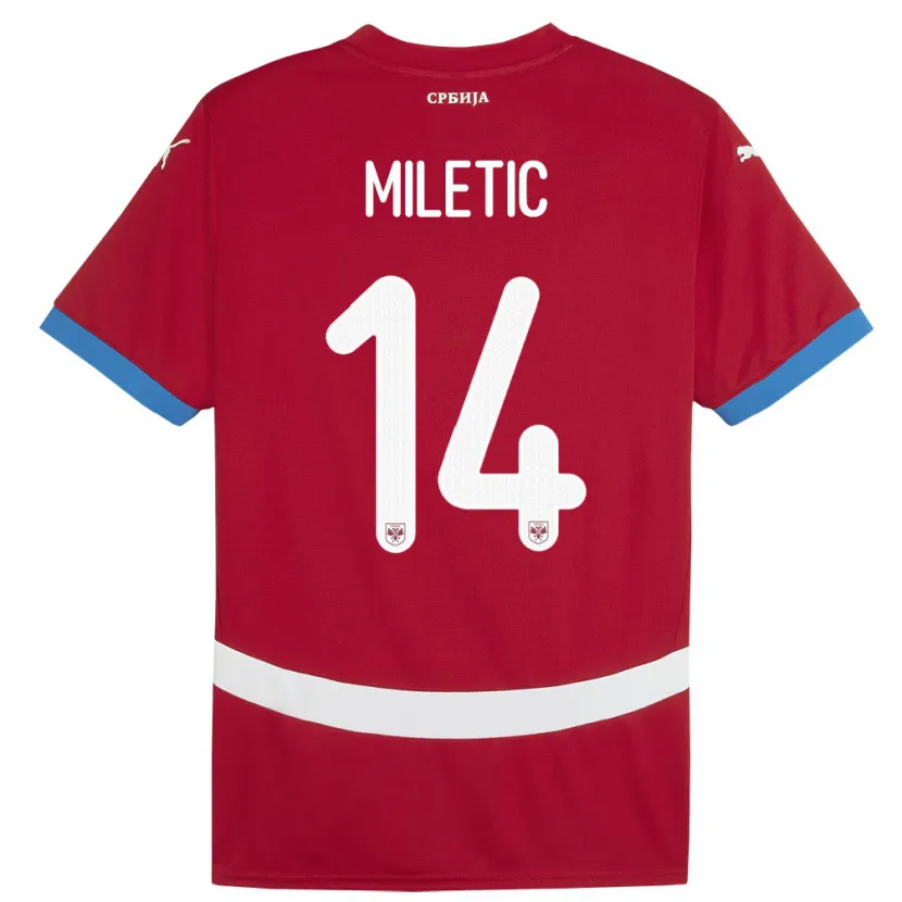 Danxen Niño Camiseta Serbia Vladimir Miletic #14 Rojo 1ª Equipación 24-26 La Camisa