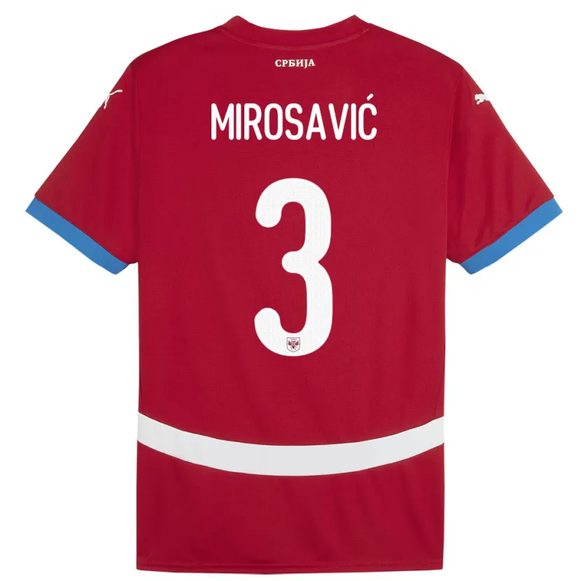 Danxen Niño Camiseta Serbia Veljko Mirosavic #3 Rojo 1ª Equipación 24-26 La Camisa